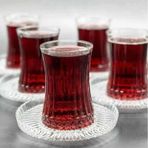Paşabahçe Elysia Çay Bardağı Riva Çay Tabak Seti 12 Parça Beyaz