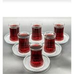 Paşabahçe Elysia Çay Bardağı ve Riva Çay Tabağı Seti 12 Parça - Şeffaf