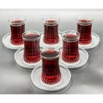 Paşabahçe Elysia Çay Bardağı ve Riva Çay Tabağı Takımı 12 Parça Şeffaf