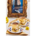 Paşabahçe Iznik Lale Porselen Fincan Seti 2 Kişilik Gold Butik - Renkli