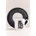 Paşabahçe Kitty Porselen Espresso Fincanı Siyah Beyaz - 1 Adet - Renkli