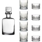 Paşabahçe Nudeglass Square Karaf ve Paşabahçe Elysia Viski Seti - 9 Parça - 1 lt - Şeffaf
