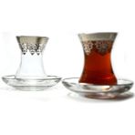 Paşabahçe Ottoman Platin Yaldız 6 Kişilik Çay Takımı