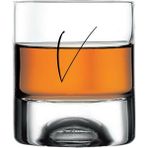 Paşabahçe V Harfli Yazılı Çıkmayan Baskılı Viski Bardağı Kadehi - Şeffaf - 205 ml
