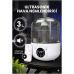 PASACO 3 Litre Ultrasonik Hava Nemlendirici Buhar Makinesi Dijital Nem ve Isı Göstergeli, Zamanlayıcılı 3L