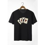Pasage Azurco Oversize Önü Iskambil Kağıdı Baskılı Siyah Dark T-shirt