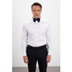 Paşahan Ütü Gerektirmeyen %100 Pamuk Non Iron Ata Yaka Comfort Fit Beyaz Smokin Gömlek