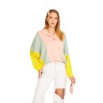 Pasaklı Giyim Polo Yaka Yarasa Kol Salaş Sweatshirt Bluz, 36, 3473, Pudra, kadın