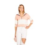 Pasaklı Giyim Pudra Beyaz Uzun Kol Fermuarlı Polo Yaka Color Block Basic Salaş Sweatshirt Bluz, 42, 3471, Pudra-Beyaz, kadın