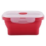 Pasamer 3Colors 350 ml Dikdörtgen Silikon Bento Box Katlanabilir Ekmek Kutusu Mikrodalga Gıda Kabı Kırmızı Sarı Yeşil (01)