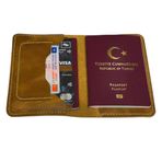 Pasaport CÜZDANI KILIFI V3 El Yapımı Hakiki Gerçek Deri Kılıf Cüzdan Kart Para Kadın Erkek (CAMEL)