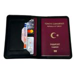Pasaport CÜZDANI KILIFI V3 El Yapımı Hakiki Gerçek Deri Kılıf Cüzdan Kart Para Kadın Erkek (SİYAH)
