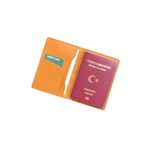 Pasaport Kılıfı Hakiki Deri Seyahat Cüzdanı Pasaportluk (Camel)