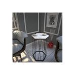 Pasific Home Cetrus Yan Sehpa, Metal Servis Sehpası, Beyaz Mermer