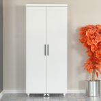PASİFİC HOME Guzzo Tekerlekli Kiler Dolabı, Çok Amaçlı Erzak Dolabı, 80 Cm ,parlak Beyaz
