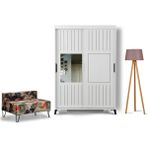 PASİFİC HOME Huga Sürgülü 2 Kapaklı Aynalı Gardırop, Beyaz ,120cm