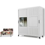Pasific Home Huga Sürgülü 2 Kapaklı Aynalı Gardırop, Beyaz , 150 cm