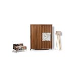 PASİFİC HOME Huga Sürgülü 2 Kapaklı Aynalı Gardırop, Ceviz ,160cm