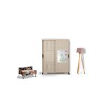 PASİFİC HOME Huga Sürgülü 2 Kapaklı Aynalı Gardırop, Meşe , 130cm