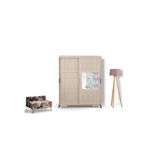 PASİFİC HOME Huga Sürgülü 2 Kapaklı Aynalı Gardırop, Meşe ,170cm
