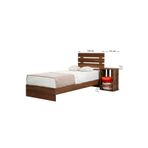 Pasific Home Huga Tek Kişilik 120X200 Karyola Komodin Takım, Ceviz