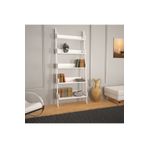 PASİFİC HOME Only Raflı Parlak Beyaz Merdiven Kitaplık, Duvara Monte Kitaplık