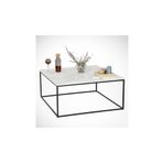 PASİFİC HOME Poly Metal Ayaklı Kare Orta Sehpa, Beyaz Mermer