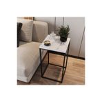 Pasific Home Pure Kare Yan Sehpa Metal Servis Sehpası ,Beyaz Mermer