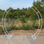 Paslanmaya Dayanıklı Ağır Hizmet Tipi Metal Düğün Kemeri Ay Kapısı Altın/Siyah/Beyaz Dairesel Bahçe Çardak Gelin Parti Dekoru Bahçe Süslemeleri için Kemer 2,8 x 3,2 m (Beyaz YxW/2,2 x 2,6 m)