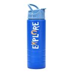 Paslanmaz 304 Çelik Matara Pipetli Motivasyon Matarası Suluğu 304 Çelik Suluk Mavi 750 Ml 1156 Mavi