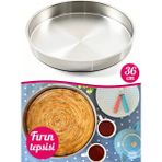 Paslanmaz Alüminyum Yuvarlak Fırın Tepsisi Tatlı Baklava Davul Tepsi Fırın Börek Tepsisi 36 cm