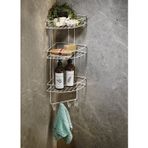 Paslanmaz Beyaz Yapışkanlı Banyo Köşeliği Düzenleyici, Şampuanlık, Duş Rafı 3 Katlı - 4 Kancalı - EK
