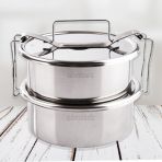Paslanmaz Çelik 15cm 2li Sefer Tası 1,6 Lt 2 Kişilik Isıtmalı Yemek Taşıma Kabı 800ml X2 100 Metal