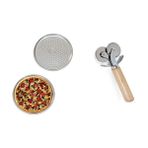 Paslanmaz Çelik 2 Adet Pizza Tepsisi 32 Cm & Pizza Ruleti