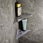 Paslanmaz Çelik 2 Katlı Köşe Banyo Rafı – Lale Model 16,3x16,3 cm - Yapıştırmalı & Vidalı Montaj