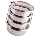 Paslanmaz Çelik 4lü Sefer Tası 2litre 2-4 Kişilik Yemek Taşıma Kabı 500ml X4 Kab Isıtılabilir Taslar
