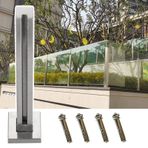 Paslanmaz Çelik Cam Korkuluk Kiti Güverte Veranda Kare Cam Korkuluk Direk Sistemi il End Post ile 65cm/25 Merdiven Korkuluk için Açık Platform Çit Kelepçeleri il.