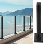 Paslanmaz Çelik Cam Merdiven Korkuluk Sistemi Cam Kelepçe ve Kauçuklar ile Siyah Metal Korkuluk 10 12mm Sertleştirilmiş Cam için 57 "End Post Merdiven il