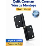 Paslanmaz Çelik Cerman Yönsüz Kapı Menteşesi, Siyah, 12 mm, Mobilya ve Dolap Kapıları için Dayanıklı Metal