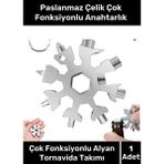 Paslanmaz Çelik Çok Fonksiyonlu Alyan Tornavida Takımı Kar Tanesi Anahtarlık Konserve Açıcı