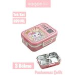 Paslanmaz Çelik Desenli Beslenme Kutusu - 820 ml Renkli ve Eğlenceli Çocuk Beslenme Kabı (Pembe) - Çok Renkli