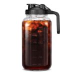 Paslanmaz çelik Filtre, Kalın Cam Kahve kabı, çıkış kapağı, Işyeri Için Sap, Evde Soğuk Demleme Kahve Makinesi Sürahi (2000ml)