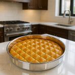 Paslanmaz Çelik Fırın Tepsisi - Paslanmaz Çelik Baklava Tepsisi - Börek Tepsisi - 23 cm