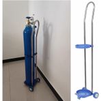 Paslanmaz Çelik Gaz Silindir Arabası, Klinikler, Laboratuvarlar, Bakım Evleri ve Fabrikalar için Oksijen Silindir Arabası - 37 "Sabit Raf, Dayanıklı ve Mobil (Gümüş)