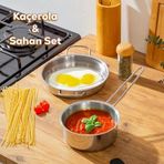 Paslanmaz Çelik Kaçerola Sahan Seti - Yumurta Sahan Sos Tavası 14-18 Cm
