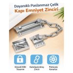 Paslanmaz Çelik Kapı Emniyet Zinciri, Sürgülü Güvenlik Kilidi, 9x4 cm, Vida Dahil