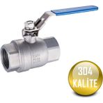 Paslanmaz Çelik Küresel Vana Dişli Krom 304 Kalite 2 Parçalı PN63 - 3/8''