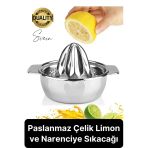 Paslanmaz Çelik Limon ve Nar Sıkacağı Narenciye Mutfak El Aleti Pratik Sıkacak Yıkanabilir Hijyenik