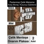 Paslanmaz Çelik Menteşe Onarım Plakası Hasarlı Mutfak Dolabı Kapı Tamir Sacı Yaprak Çanak Onarım