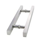 Paslanmaz Çelik Push-Pull Kapı Kolu Kare Boru Tasarımı Ofis Camı Ahşap Metal Kapılar için - Siyah/Gümüş 7 Boyut 500x300mm ve Şık
